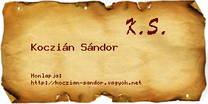 Koczián Sándor névjegykártya